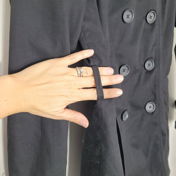 Stradivarius Women's Black Long Sleeve Double Breasted Trench Coats Size Small - Picture 5 of 12